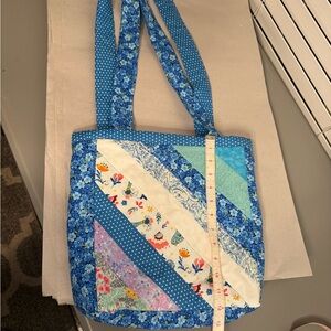 Blue Floral Patchwork Tote Bag Handmade.